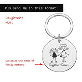 Engraved Family Keychain for Parents Children Bag Charm Gift