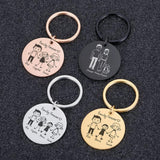 Engraved Family Keychain for Parents Children Bag Charm Gift