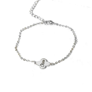 Clover Name Bracelet Personalized Nameplate Pendant Stainless Steel