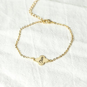 Clover Name Bracelet Personalized Nameplate Pendant Stainless Steel