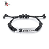 Engraved Medical Alert ID Bracelet Adjustable Cord Unisex