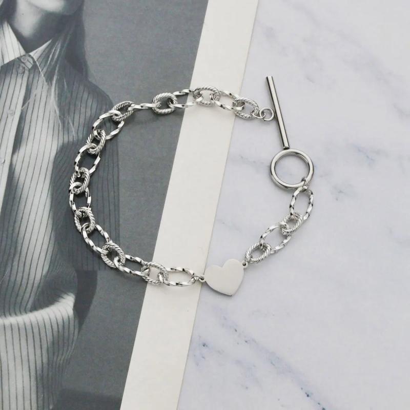 Heart Style Stainless Steel Bracelet Personalized Engrave Chain Jewelry Gift