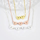 Engraved Tiny Heart Initial Charm Stainless Steel Pendant Bracelet