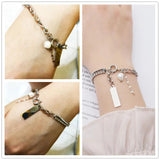 Engraved Bracelet Never Fade Diamond Claw Chain Adjustable Bangle