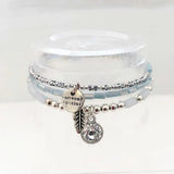 Dongmu Feather & Leaves Crystal Strand Bracelet Matte Vintage
