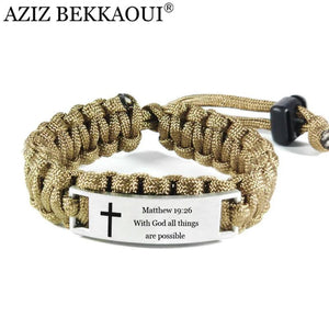 Cross Braided Bracelet Stainless Steel Outdoor Umbrella Rope Curved Adjustable