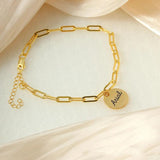 Round Name Bracelets Personalized Stainless Steel Chain Nameplate Bangle