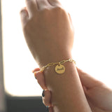 Round Name Bracelets Personalized Stainless Steel Chain Nameplate Bangle