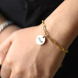 Round Name Bracelets Personalized Stainless Steel Chain Nameplate Bangle