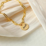Round Name Bracelets Personalized Stainless Steel Chain Nameplate Bangle