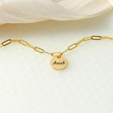 Round Name Bracelets Personalized Stainless Steel Chain Nameplate Bangle