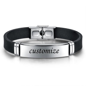 Engraved Silicone Bracelet for Men Personalized ID Jewelry Gift