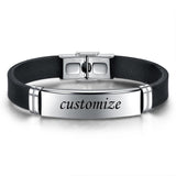Engraved Silicone Bracelet for Men Personalized ID Jewelry Gift