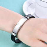 Engraved Silicone Bracelet for Men Personalized ID Jewelry Gift