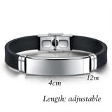 Engraved Silicone Bracelet for Men Personalized ID Jewelry Gift