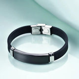 Engraved Silicone Bracelet for Men Personalized ID Jewelry Gift