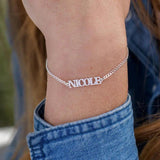 Customizable Stainless Steel Cuban Chain Name Bracelet Arabic Letter Bangle