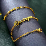 Personalized Nameplate Bracelet Stainless Steel Rose Bangle