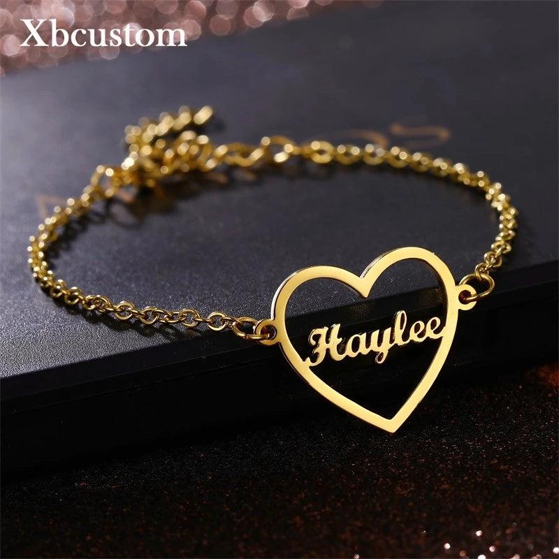 Personalized Nameplate Bracelet Stainless Steel Charms Handwriting
