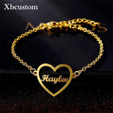 Personalized Nameplate Bracelet Stainless Steel Charms Handwriting