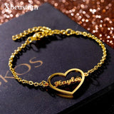 Personalized Nameplate Bracelet Stainless Steel Charms Handwriting