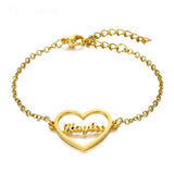 Personalized Nameplate Bracelet Stainless Steel Charms Handwriting
