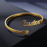 Personalized Stainless Steel Name Bracelet with Heart - Women's Bangle