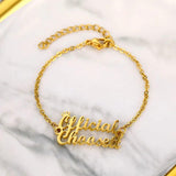 Personalized Double Name Bracelet for Women Stainless Steel Charms Nameplate Ban