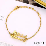 Personalized Double Name Bracelet for Women Stainless Steel Charms Nameplate Ban