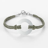 Stainless Steel Circle Bracelet with Colorful Cord Chain