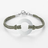 Stainless Steel Circle Bracelet with Colorful Cord Chain