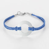 Stainless Steel Circle Bracelet with Colorful Cord Chain