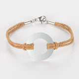 Stainless Steel Circle Bracelet with Colorful Cord Chain