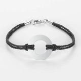 Stainless Steel Circle Bracelet with Colorful Cord Chain