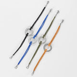 Stainless Steel Circle Bracelet with Colorful Cord Chain