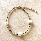 Bohemian Elastic Seed Bead Shell Bangle Set for Women