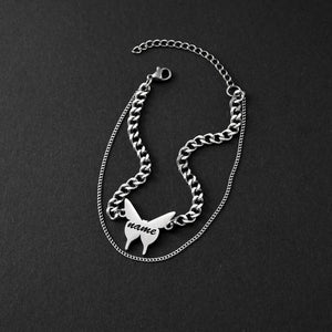 Butterfly Name Bracelet Engrave Stainless Steel Silver Bracelet For Women
