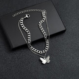 Butterfly Name Bracelet Engrave Stainless Steel Silver Bracelet For Women