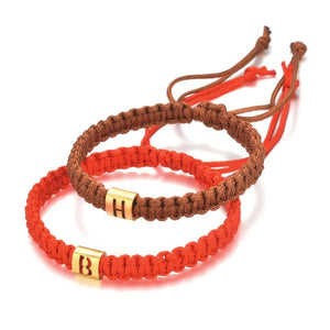 Mom's A-Z Charm Bracelet Braided Rope Personalized Adjustable Gift Letter Beads