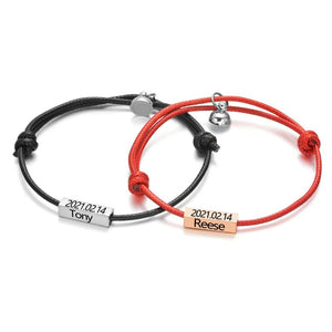 Custom Magnetic Couple Bracelets with Key Date Friendship Rope Brac