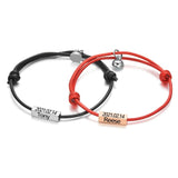Custom Magnetic Couple Bracelets with Key Date Friendship Rope Brac