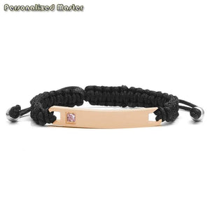 Couple Bracelet Stainless Steel Tag Braided Rope DIY Nameplate ID
