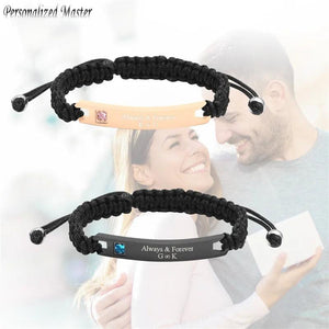 Couple Bracelet Stainless Steel Tag Braided Rope DIY Nameplate ID