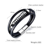 Stainless Steel Round Bracelet Fashionable Men Leather Bracelet Gift