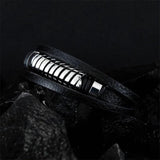 Stainless Steel Round Bracelet Fashionable Men Leather Bracelet Gift