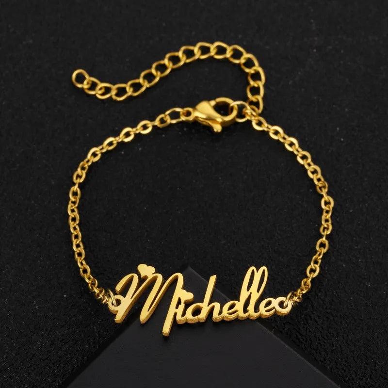 Personalized Nameplate Bracelet 18K Stainless Steel Men Women Gift