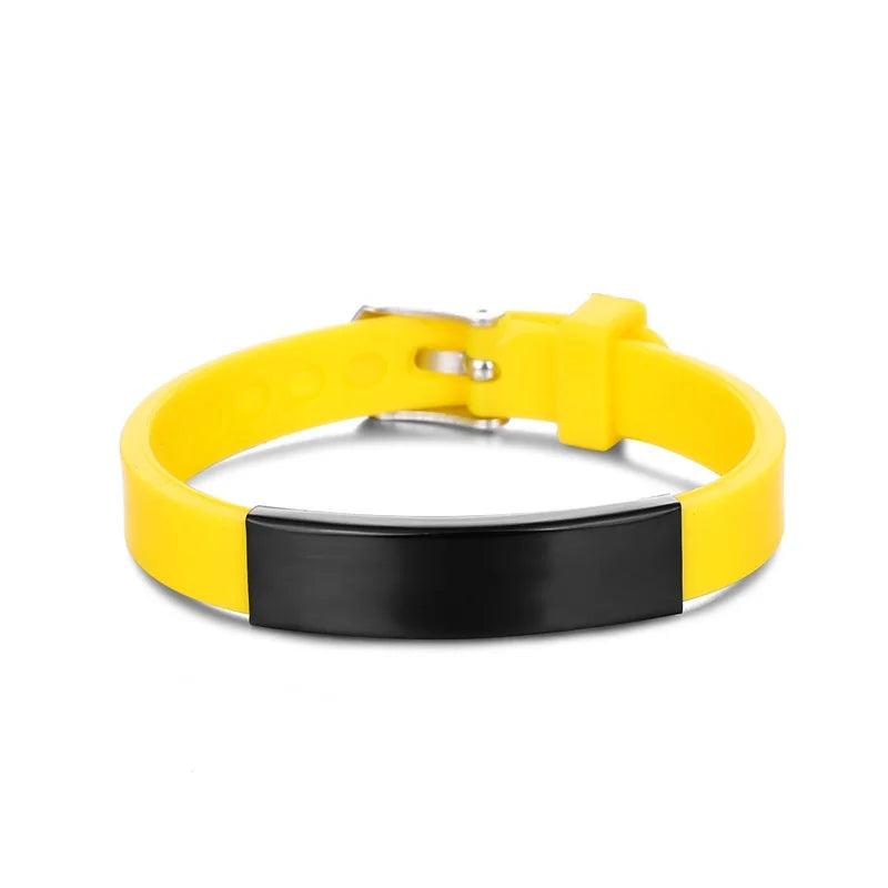 Colorful Silicone Rudder Bracelet Personalized Stainless Steel Name ID Bangle