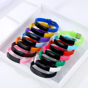 Colorful Silicone Rudder Bracelet Personalized Stainless Steel Name ID Bangle