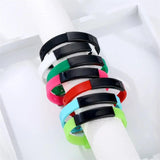 Colorful Silicone Rudder Bracelet Personalized Stainless Steel Name ID Bangle