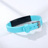 Colorful Silicone Rudder Bracelet Personalized Stainless Steel Name ID Bangle